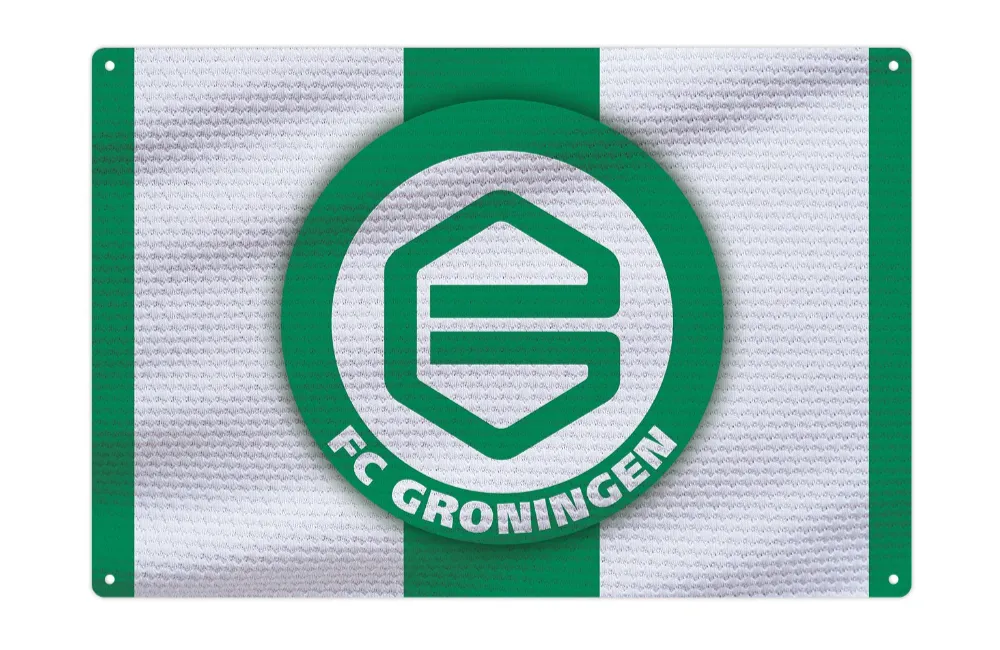Decoratiebord met FC Groningen logo in groen en wit voor wanddecoratie