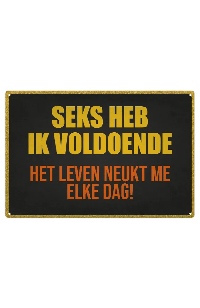 Grappig decoratiebord met tekst over seks en leven voor mancave of bar