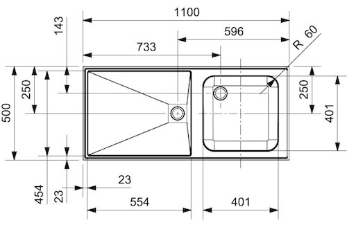 Reginox Lekblad 1100x500 mm Rechts - Afbeelding 3