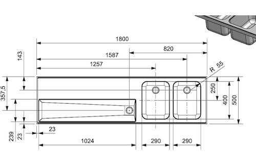 Reginox Tapblad 1800x500 mm Rechts - Afbeelding 4