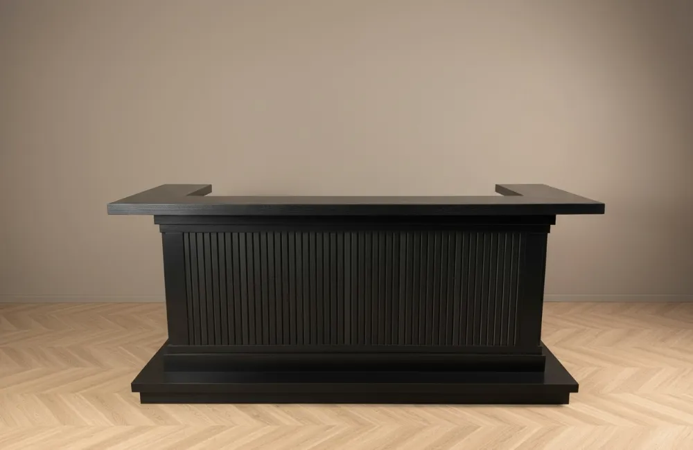 Bar Empire Woodpanel Black 250 cm met HPL betonlook werkblad