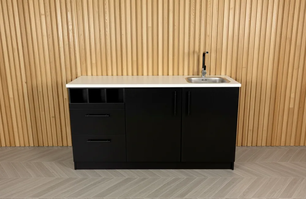 koffiemeubel ristretto 180 cm zwart wit koffiebar met spoelbak