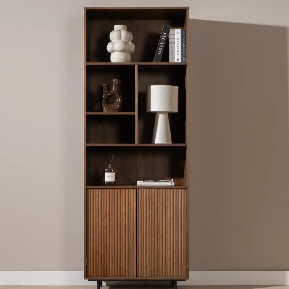 vakkenkast lissabon rustiek eiken open vakken kast met deuren 220 cm